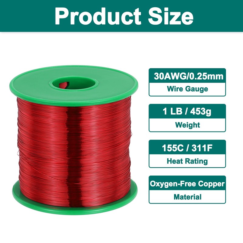 MECCANIXITY 30 AWG Magnet Wire, 30 Gauge Enameled Copper Wire,