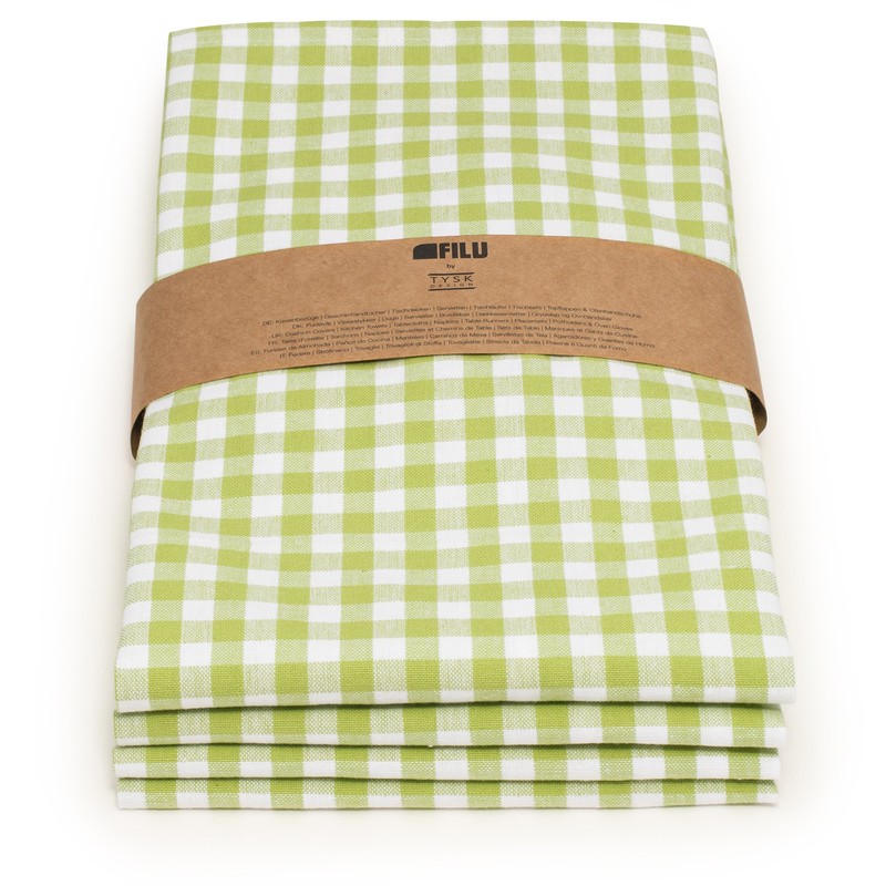 FILU Tea Towels (100% Cotton, Pack of 8, Light Green/White