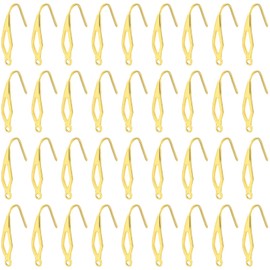 BEEFLYING 40pcs 304 Stainless Steel Earring Hooks Real 18K Gold Plated Earring Hoops Golden Ear Wire for DIY Earring Jewelry Making