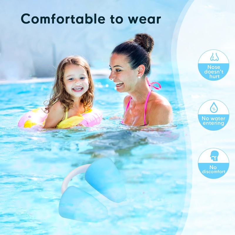 2PCS Painless Nose Plugs for Swimming,Kids & Adults,Stuff Into Nose