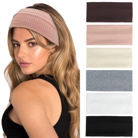 Blooms Women's Thin Headband Women's 6 Pieces Elastic Non-Slip Wide Hair Bands Fashion Headbands Headband Hair Accessories for Sports Yoga Running