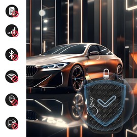 Car Key Signal Blocker Pouch 1 Piece Keyless Car Key Signal Blocker Pouch High Quality Pu Leather Faraday Woven Multifunctional Key Pouches Signal Blocker Suitable for Car Protection Key Bag (Black)