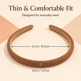 4 Pcs Thin Headbands for Women Girls, Comfortable Hairbands Non Slip Skinny Knitted Headbands for Women's Hair, Cute Neutral Color Hair Accessories