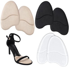 YJRUNFU Pumps, Insoles, Toe Cushion, 3 Colors, 6 Pieces, Insole, High Heel Insole, Front Slide, Shock Absorption, Pressure Distributing, Shoe Size Adjustment, Elasticity, Toe Insole, Can Be Washed,