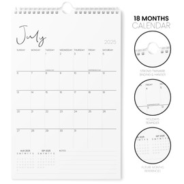 Karto Wall Calendar 2025-2026 - Vertical 11x17 inch July 2025 to December 2026 - Boost Your Productivity and Easy Planning with the Aesthetic Monthly Calendar - Cursive