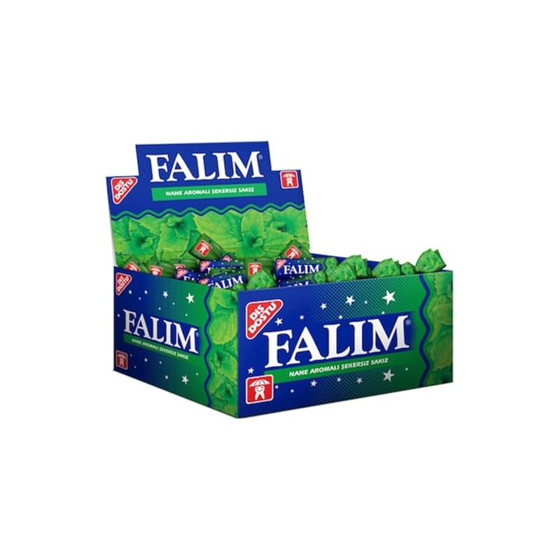 Falim Sugarless Plain Gum Individually Wrapped, Mint Flavored, 100 Piece