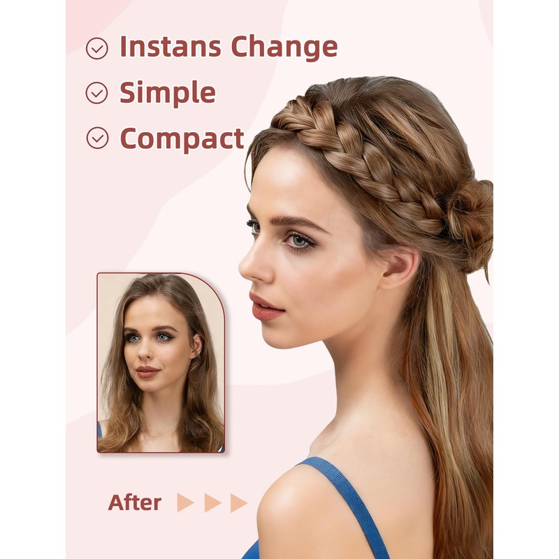 Ausing Stretch Braid Hair Headband 2PCS Braided Hair Hoops and