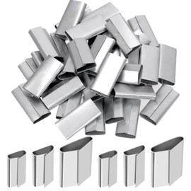 Tanstic 100Pcs Closed (Push Type) Seals Strapping Closed Seals Banding Strapping Clips for 5/8" Strap Width Steel Strapping for Securing Heavy Packaging