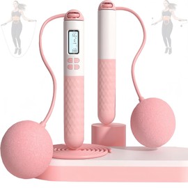 RUAKIVA Cuerda para Saltar,Contador de Cuerda de Ejercicio,Contador de Velocidad de Cuerda para Saltar Digital,Ejercicio de Saltar la Cuerda para Perder Peso,Adecuada para Adultos y Niños,Rosa