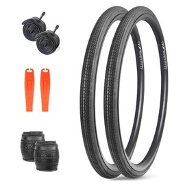 Bike Tire 700C for Road Bike Hybrid Bike (Black - 2 Pack with Inner Tube, 700 x 28 C)