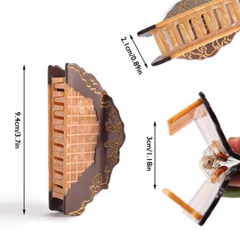 Decorative Chocolate Biscuits Hair Claw Clip, Large 3.7 inch, Brown and Peach Acetate, Metal Spring