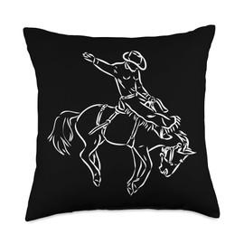 Vintage Retro Rodeo Bucking Bronco Shirt Rodeo Horse Retro Throw Pillow