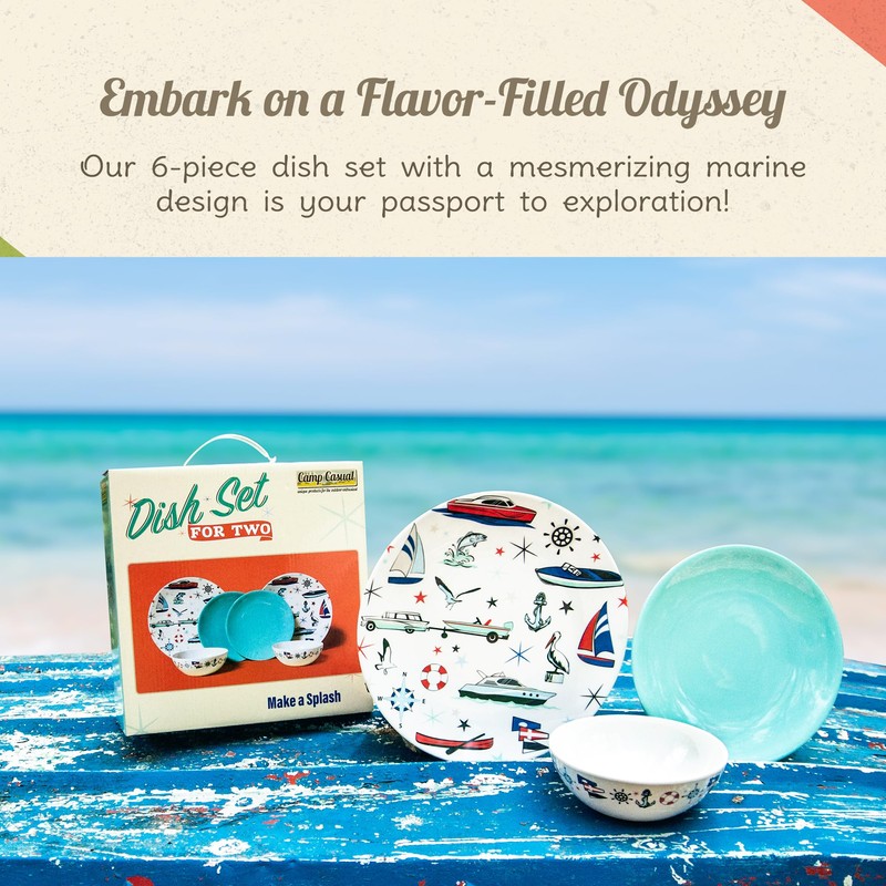 Melamine Dinnerware Sets - 6-pc Marine Dish Set - 2