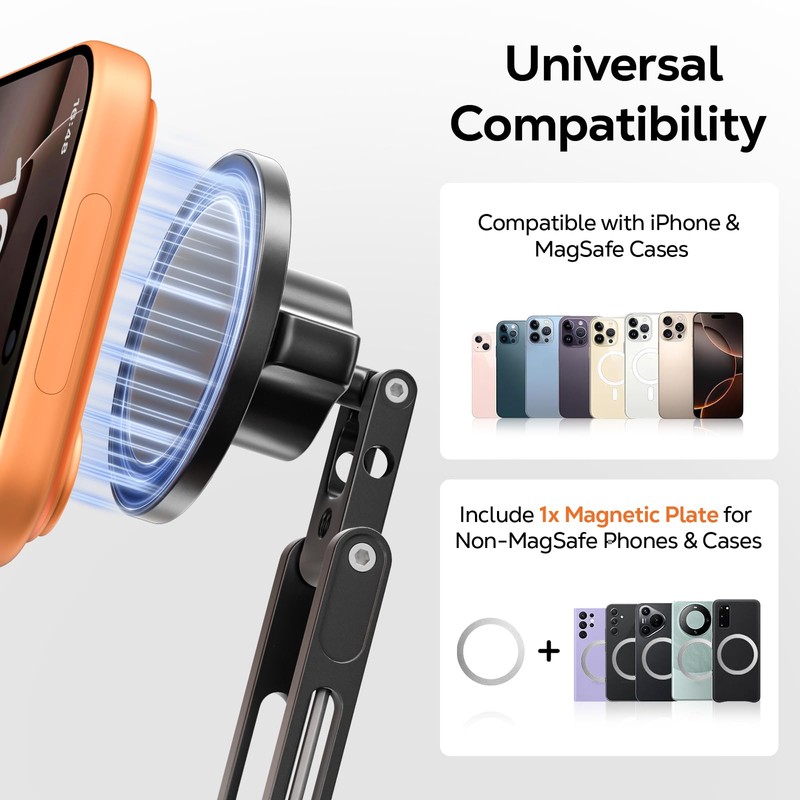 MoKo MagSafe Tripod Mount, All Metal 360° Phone Mount with