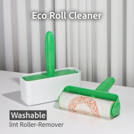 Eco Roll Cleaner-Washable lint Roller-Remover for Cat, Dog and Pet Hair - Extra Sticky Cleaner for Clothes, Carpet, Sofa, Car Seats-Reusable Lint Roller for Cleaning Bed, Floor, Furniture and Walls