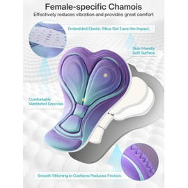 ARSUXEO 4D Padded Bike Shorts Women Cycling Underwear Biking Bicycle Cycling Shorts with Phone Pockets Purple Large