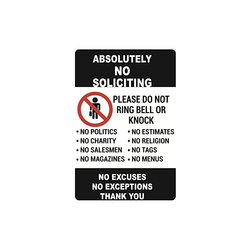 No Soliciting Sticker for House,4x6 inch 2pcs “ No Soliciting