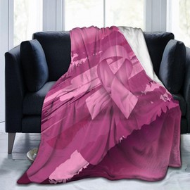 Manta con cinta para cáncer de mama, color morado, suave, ligera, acogedora manta de franela para sofá, viaje, habitación, decoración de recámara, regalos para niños, mujeres y adultos, 60 x 50