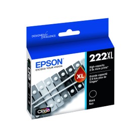 Epson 222 Claria Ink High Capacity Black Cartridge (T222XL120-S) Works with Workforce WF-2960, Expression XP-5200