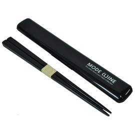 Skater ABG4 Mode LINE Chopsticks & Chopsticks Case Set, 7.7 inches (19.5 cm), Black