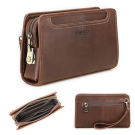 Leather Code Lock Clutch Bag for Men Large Capacity Clutch Wallet with Handle Anti Theft Travel Checkbook Purse