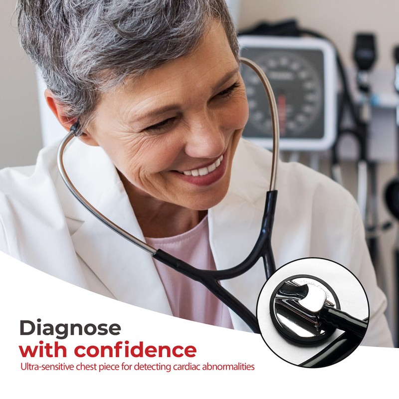 eSteth Cardio Stethoscope, Single head, Black