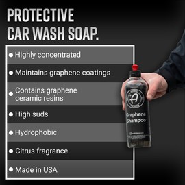 Adam's Polishes Graphene Shampoo 16oz - Ceramic Coating Infused Car Wash Soap - Powerful Cleaner & Protection In One Step - pH Neutral, High Suds For Foam Cannon, Foam Gun, Or Detailing Bucket