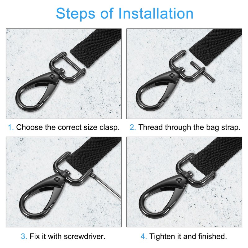 sourcing map 2Pcs Swivel Clasps Hook, 38mm(1-1/2 Inch) D Ring