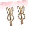 Ipetboom 2 Pcs Pearl Rhinestone Rabbit Hairpins Sweet Barrettes Hair