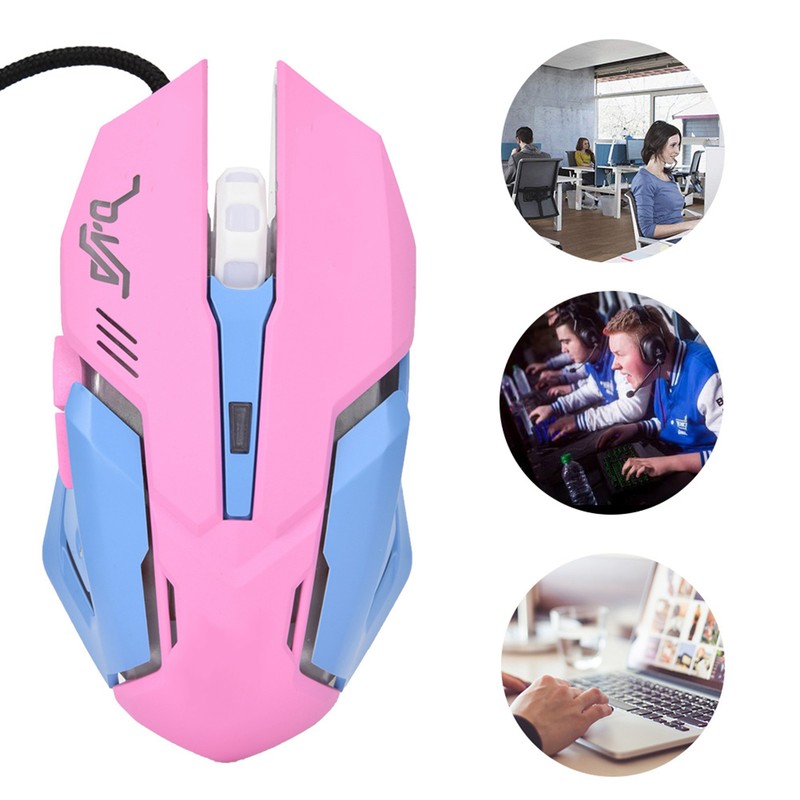 3200DPI High Sensitivity Pink Gaming Mouse Comfortable Grasping Wired Gaming