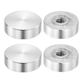 sourcing map Round Shape Aluminum Disc, 4pcs M8x25mm Aluminum Circle Disc Glass Top Adapter for Glass Table Top Disc