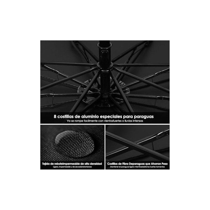 NOVANGUA Paraguas Plegable Manual con 8 Varillas de Acero, Unisex