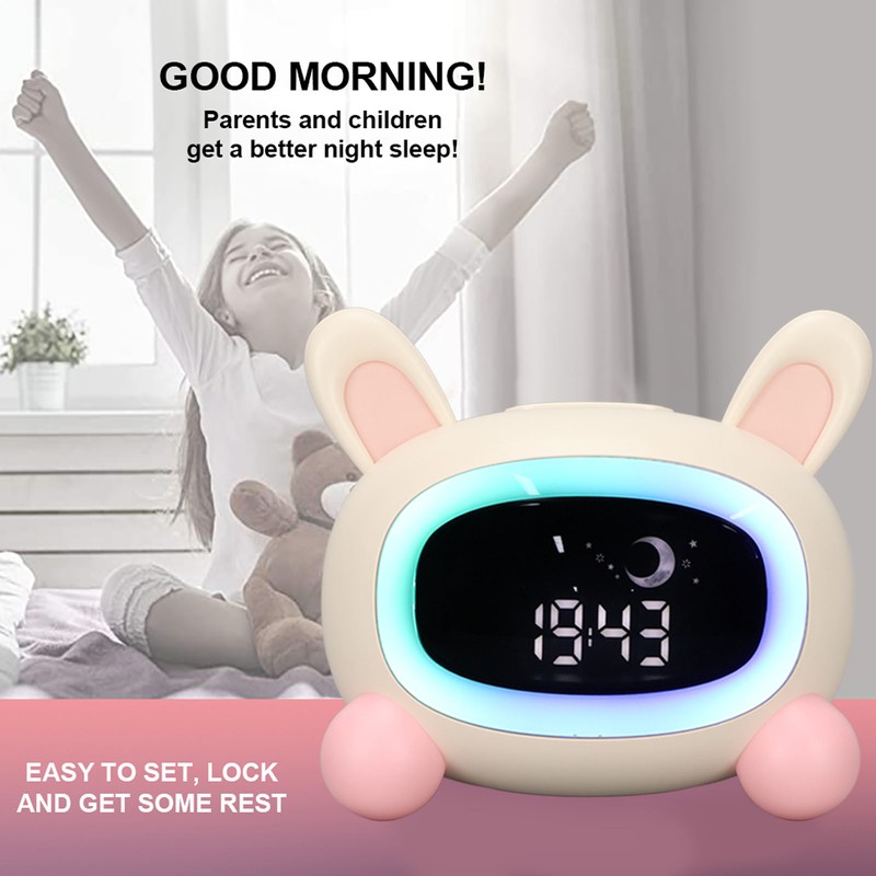 Kids Wake Clock Cartoon Kids Sleep Training Clock with Night