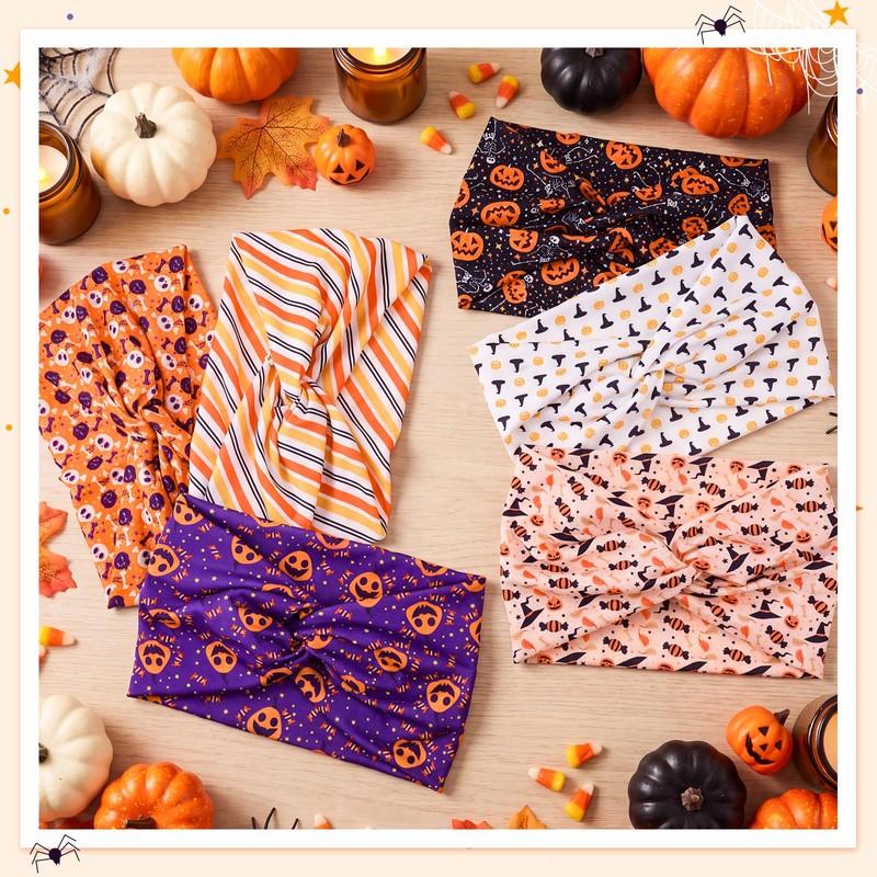 6 Pack Halloween Headbands for Celebration Party, Wide Holiday Hair
