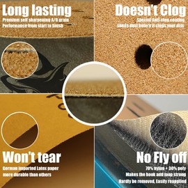 TigerShark 6 Inch 17 Hole Sanding Discs Grit 400 50pcs Pack Special Anti Clog Coating Paper Gold Line Hook and Loop Dustless Random Orbital Sander Paper Very Fine