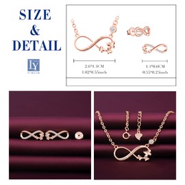 Yumilok Women's 925 Sterling Silver Necklace with Infinity Pendant Love Butterfly Chain Women's Earrings for Women Mother BFF, Zirconia, Cubic Zirconia