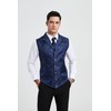 HISDERN Vests for Men Blue Victorian Men's Suit Vest Paisley