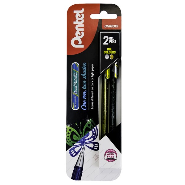 Pentel XK110/2-XXZX Hybrid Dual Metallic Gel Pen - Gold/Silver
