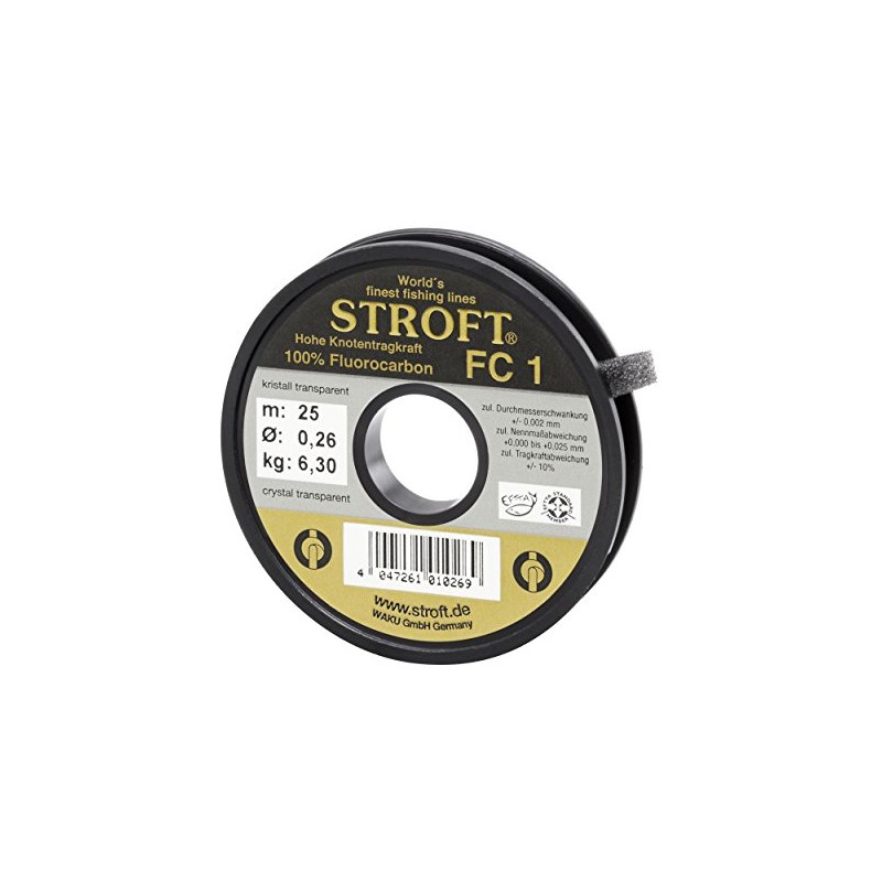 Stroft FC1 Monofilament Fishing Line, 25m, Grey, Unisex, 0.400mm-11.7kg