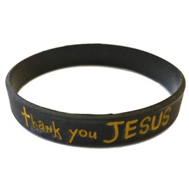 Memory Cross Thank You Jesus Black Silicon Bracelets - pack of 4