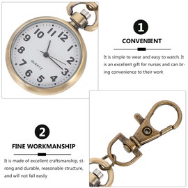 UKCOCO Pocket Watch Hanging Nurses Watch Women Nurses Plug Watches On Key Rings For Key Rings Fob Lapel Watch Wind All Bronze Pen Miss Glass, As Shown, Dress
