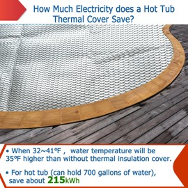 7ft x 7ft Floating Hot Tub Solar Cover 16-mil Hot Tub Thermal Insulation Blanket Bubble Spa Cover .(84x84in -Square).