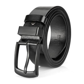 EsengNoyi Black Leather Belt for Men, Mens Casual Belts for Jeans with Single Prong Buckle L