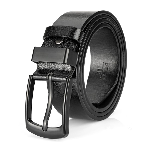 EsengNoyi Black Leather Belt for Men, Mens Casual Belts for