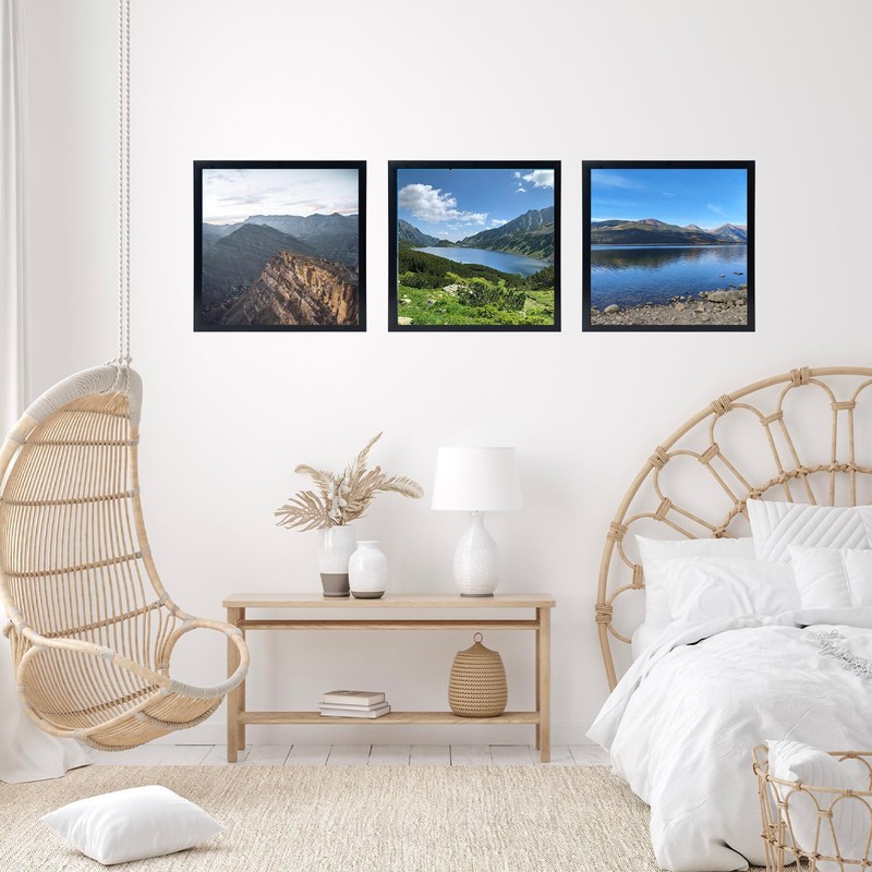 JCJMY 10x10 Picture Frame Black for Wall Hanging, Wall Mounting