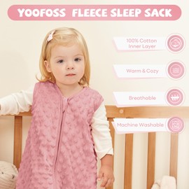 Yoofoss Baby Sleeping Bag 1.5TOG with Pluch Dots 2 Pack Newborn Sleep Sack 100% Cotton Soft Unisex Baby Wearable Blanket with 2-Way Zipper Toddler Sleeping Bag 0-6 Months