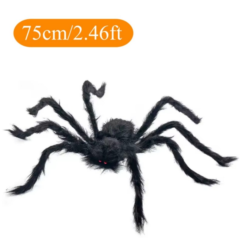 Giant Black Plush Spider for Halloween Decorating – Fuzzy Spider