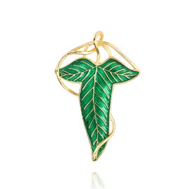 RLHRNDE Elven Tree Leaf Enamel Brooch for Women Men Mystery Keepsake Leaf Pin Luck Elven Cloak Leaf Clasp Costume Accessory Cosplay Jewelry (Green Gold)