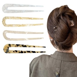 QOMJUFA Pack of 4 U-shaped hair pins, French style hairpin hair clips, headpiece for women and girls, French hair pin