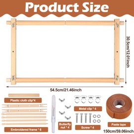 Cross Stitch Frame, Adjustable Wooden Embroidery Frames and Stands for Knitting, Tapestry, Cross Stitch, 21"X12"